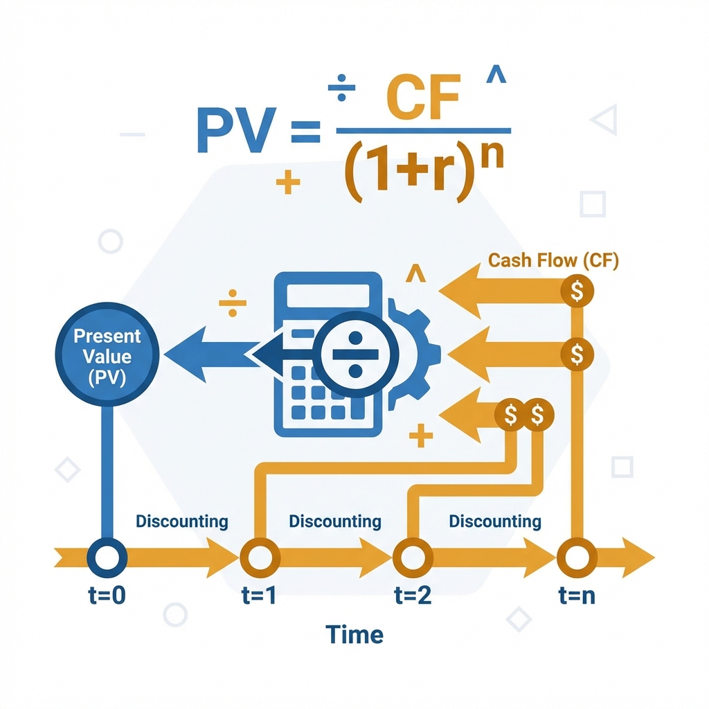 Calculate present value of future cash flows using discount rate